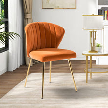 HULALA HOME Velvet Modern Small Armless Accent Chair with Gold Metal Legs, -Yellow