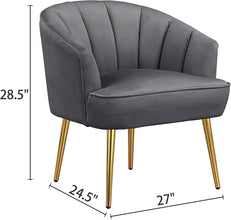 Morden Fort Velvet Barrel Club Chair Accent Armchair with Golden Legs , White