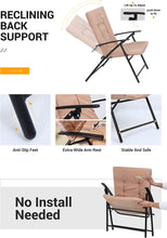 Nice C 3-Piece Patio Dining Set, Outdoor Table Set for 2, Garden Bistro Dining Furniture, 1 Folding Glass Table and 2 Folding Reclining Chairs with Cushion (Beige)