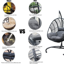 Wicker Swing Egg Chair,UV Resistant Cushion with Steel Stand, Hand Made Wicker Rattan Chair, 350LBS Capacity
