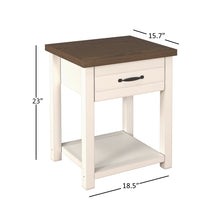 Lancaster Farmhouse Oak Top 1 Drawer Nightstand, Set of 2, Ivory