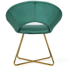 Gymax Set of 2 Accent Velvet Chairs Dining Chairs Arm Chair w/Golden Legs Dark Green