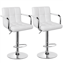 SMILE MART 2pcs Faux Leather Swivel Bar Stools for Home Counter, White