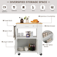 Costway Kitchen Island Cart Rolling Storage Cabinet w/ Drawer & Spice Rack Shelf White
