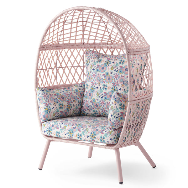 Better Homes & Gardens Kid's Ventura Outdoor Pink Wicker Stationary Egg Chair
