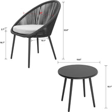 Nuu Garden 3 Piece Woven Rope Patio Furniture Set with Cushions, All Weather Patio Conversation Bistro Set