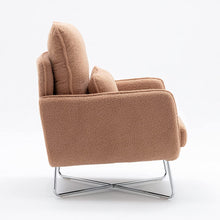 Merax Espresso Modern Comfortable Upholstered Accent Chair with Lumbar Cushion,Teddy Velvet Reading Armchair