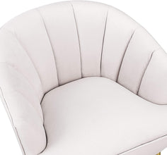 Morden Fort Velvet Barrel Club Chair Accent Armchair with Golden Legs , White