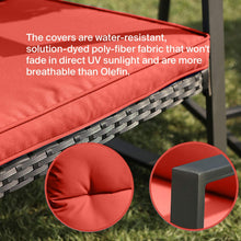 Pyramid Home Decor 3-Piece Rocking Bistro Set - Durable & Stylish Synthetic Wicker Outdoor Furniture - Glass Coffee Table with 2 Chairs for Balcony, Patio & Porch - Black Metal, Soft Gray Cushions