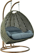LeisureMod Beige 2 Person Hanging Double Swing/ Rattan Egg Chair
