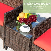 Greesum 3 Pieces Patio Furniture PE Rattan Wicker Chair Conversation Set, Gray and Beige