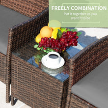 Greesum 3 Pieces Patio Furniture PE Rattan Wicker Chair Conversation Set, Gray and Beige