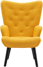 Dolonm Velvet Accent Chair Modern Tufted Button Wingback Vanity Chair with Arms Upholstered Tall Back Desk Chair with Solid Wood Legs for Living Room Bedroom Waiting Room(Teal)
