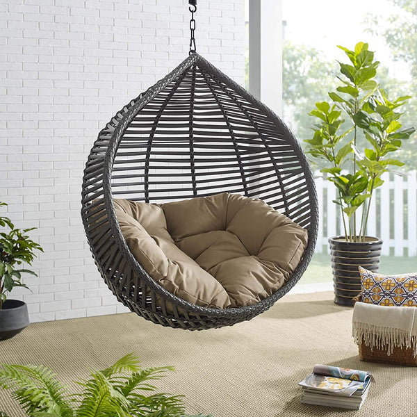 Modway EEI-3637-GRY-GRY Garner Teardrop Outdoor Patio Swing Chair
