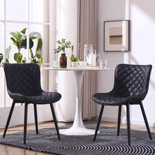 Kidol & Shellder Dining Chairs Set of 2 Black Living Room Chairs PU Upholstered Desk Chair,Loads Up to 300lbs,3 Mins Quick Assembly