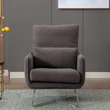 Merax Espresso Modern Comfortable Upholstered Accent Chair with Lumbar Cushion,Teddy Velvet Reading Armchair