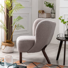Merax Blush Modern Cute Plush Sherpa Accent Chair with Wood Legs Tufted Wingback Living Room Armchair