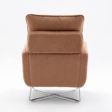 Merax Espresso Modern Comfortable Upholstered Accent Chair with Lumbar Cushion,Teddy Velvet Reading Armchair