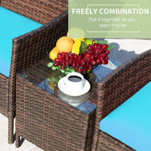 Greesum 3 Pieces Patio Furniture PE Rattan Wicker Chair Conversation Set, Gray and Beige