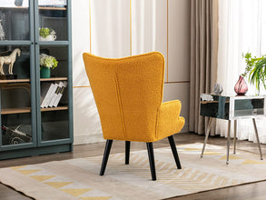 Dolonm Velvet Accent Chair Modern Tufted Button Wingback Vanity Chair with Arms Upholstered Tall Back Desk Chair with Solid Wood Legs for Living Room Bedroom Waiting Room(Teal)