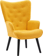 Dolonm Velvet Accent Chair Modern Tufted Button Wingback Vanity Chair with Arms Upholstered Tall Back Desk Chair with Solid Wood Legs for Living Room Bedroom Waiting Room(Teal)