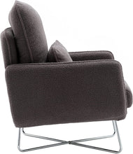 Merax Espresso Modern Comfortable Upholstered Accent Chair with Lumbar Cushion,Teddy Velvet Reading Armchair