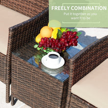 Greesum 3 Pieces Patio Furniture PE Rattan Wicker Chair Conversation Set, Gray and Beige
