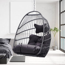 Radiata Foldable Wicker Rattan Hanging Egg Chair with Stand