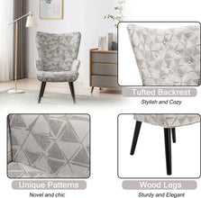 Dolonm Velvet Accent Chair Modern Tufted Button Wingback Vanity Chair with Arms Upholstered Tall Back Desk Chair with Solid Wood Legs for Living Room Bedroom Waiting Room(Teal)