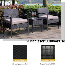 Leasbar Outdoor Chairs Set Bistro Set 3 Pieces Patio Conversation Set Furniture Set for Small Balcony Rattan Chairs and Table with Cushions Blue