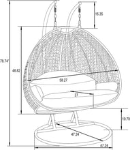 LeisureMod Beige 2 Person Hanging Double Swing/ Rattan Egg Chair