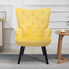Dolonm Velvet Accent Chair Modern Tufted Button Wingback Vanity Chair with Arms Upholstered Tall Back Desk Chair with Solid Wood Legs for Living Room Bedroom Waiting Room(Teal)