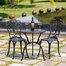 Withniture 3 Pieces Bistro Set Aluminum Outdoor Bistro Table Set, Patio Bistro Sets with Umbrella Hole, Weather Resistant Bistro Table and Chairs Set for Garden Porch Patio Set Furniture, Black