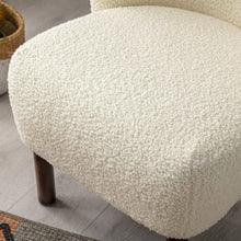 Merax Blush Modern Cute Plush Sherpa Accent Chair with Wood Legs Tufted Wingback Living Room Armchair