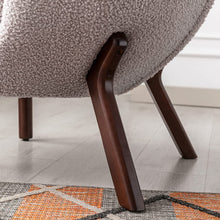 Merax Blush Modern Cute Plush Sherpa Accent Chair with Wood Legs Tufted Wingback Living Room Armchair