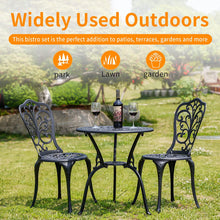 Withniture 3 Pieces Bistro Set Aluminum Outdoor Bistro Table Set, Patio Bistro Sets with Umbrella Hole, Weather Resistant Bistro Table and Chairs Set for Garden Porch Patio Set Furniture, Black