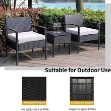 Leasbar Outdoor Chairs Set Bistro Set 3 Pieces Patio Conversation Set Furniture Set for Small Balcony Rattan Chairs and Table with Cushions Blue