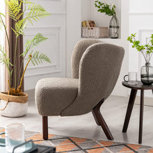 Merax Blush Modern Cute Plush Sherpa Accent Chair with Wood Legs Tufted Wingback Living Room Armchair