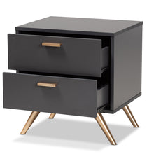 Baxton Studio Kelson Modern and Contemporary Dark Grey and Gold Finished Wood 2-Drawer Nightstand