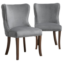 Clihome  Set of 2 Upholstered Solid Wood Wing-Back Dining Chair