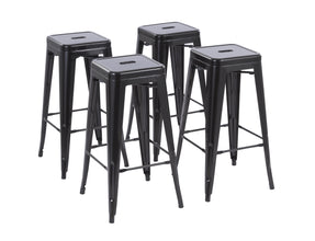 Howard 30inch Stackable Metal Barstool, Set of 4, Black Color, Backless Style, Full Assembled Stools