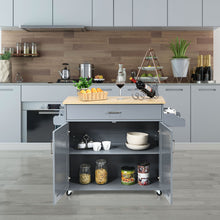 Costway Rolling Kitchen Island Cart Storage Cabinet w/ Towel & Spice Rack Gray