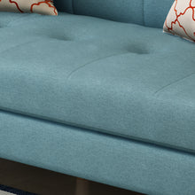 Noble House Triton Tufted Fabric Sofa, Blue, Natural