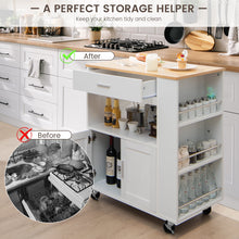Costway Kitchen Island Cart Rolling Storage Cabinet w/ Drawer & Spice Rack Shelf White