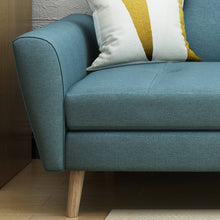 Noble House Triton Tufted Fabric Sofa, Blue, Natural