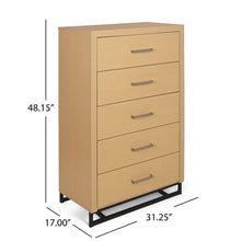 Noble House Cayuga Faux Wood 5 Drawer Dresser, Natural and Black
