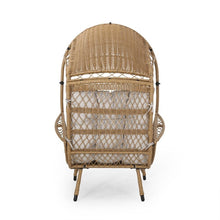 Maurice Outdoor Wicker Standing Basket Chair with Cushion, Light Brown, Beige