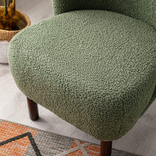 Merax Blush Modern Cute Plush Sherpa Accent Chair with Wood Legs Tufted Wingback Living Room Armchair