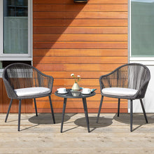 Nuu Garden 3 Piece Woven Rope Patio Furniture Set with Cushions, All Weather Patio Conversation Bistro Set