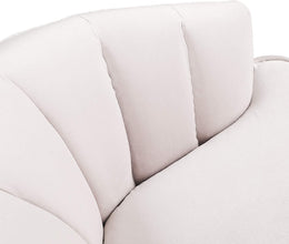 Morden Fort Velvet Barrel Club Chair Accent Armchair with Golden Legs , White